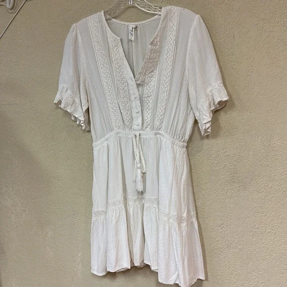L Love woamns boho white mini Dress size Small - Picture 4 of 8